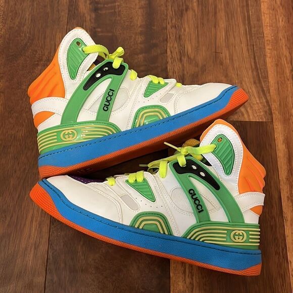 GUCCI Basket Sneaker in Multicolour Leather Effect Women’s EU 39/US 9 - Picture 9 of 9